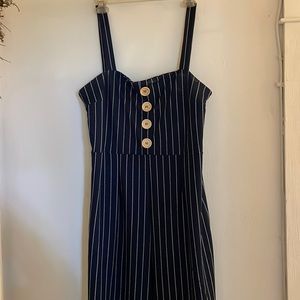 Navy Blue Romper (Long) w/ White Strips by J for Justify. Size XL